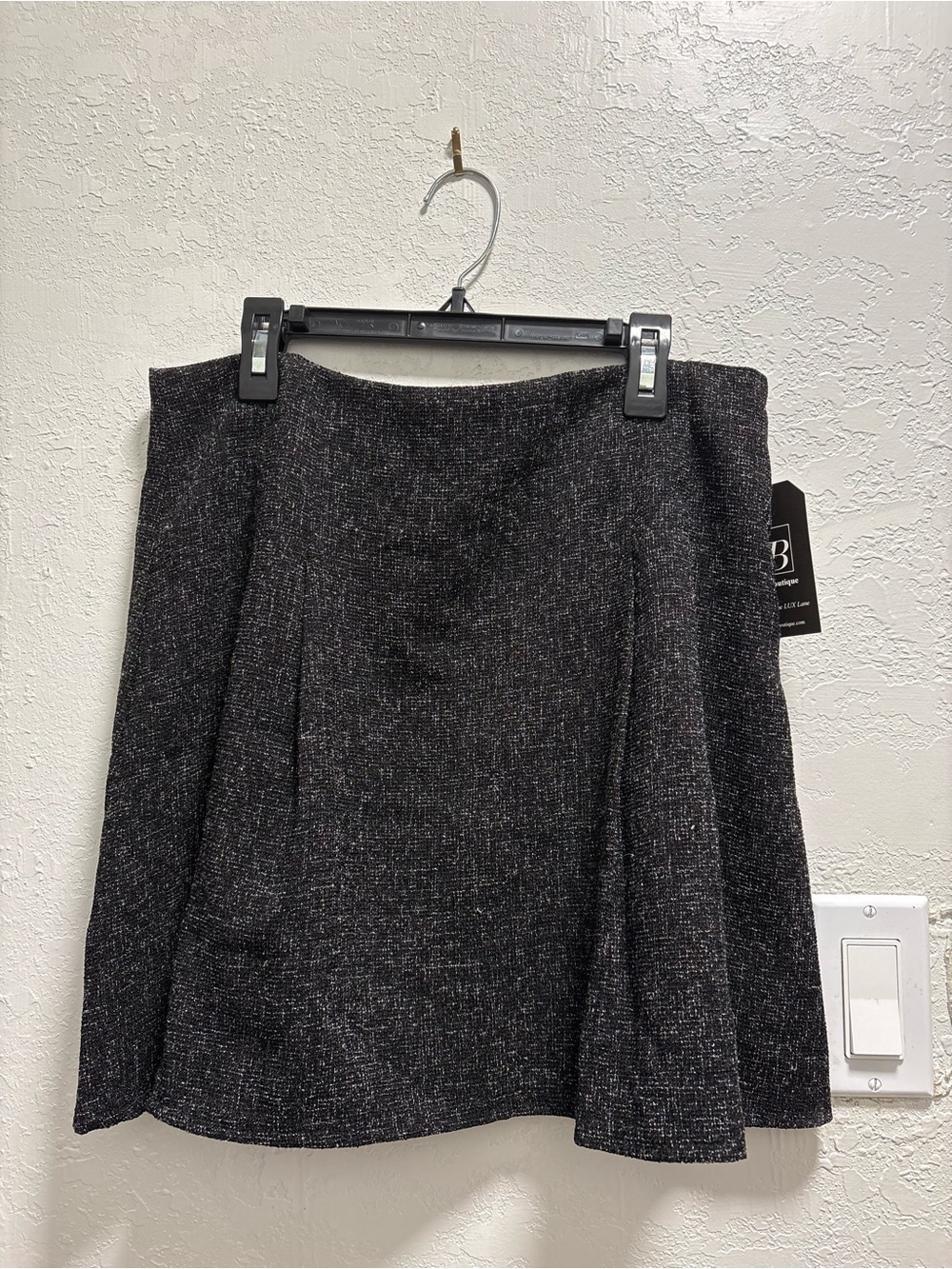 glam Black Tweed A-Line Skirt